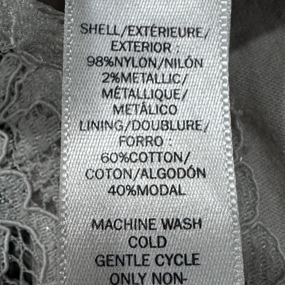 Ann Taylor LOFT Shirt Womens Medium Gray Silver Lace Tank Top Lined Sleeveless - Picture 7 of 8